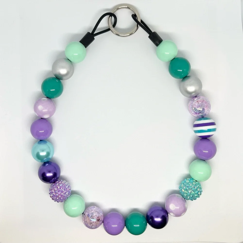 Mermaid Sparkle Beaded Dog Collar Necklace Size Medium/Large Purple & Teal Green